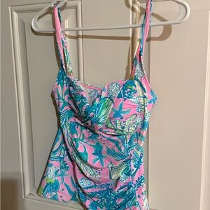 Lilly Pulitzer Pink and Blue Swim Top